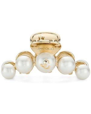 Jimmy Choo Pearl-Embellished Claw Clip - Metallic