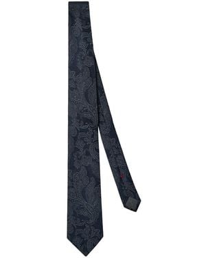 Brunello Cucinelli Paisley-Design Silk Tie - Blue