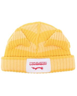 Charles Jeffrey Chunky Ears Logo-Patch Beanie Hat - Yellow
