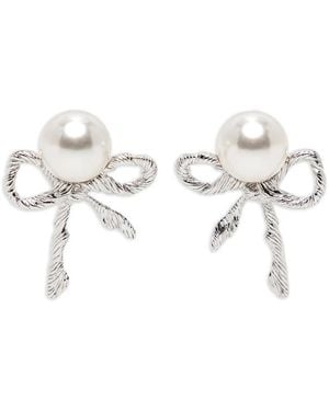 ShuShu/Tong Ribbon-Motif Earrings - White