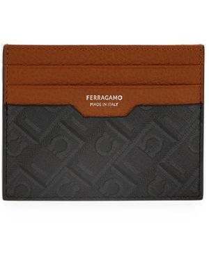 Ferragamo Monogram Credit Card Holder - Brown