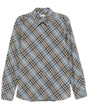 Burberry Check Button Shirt - Grey