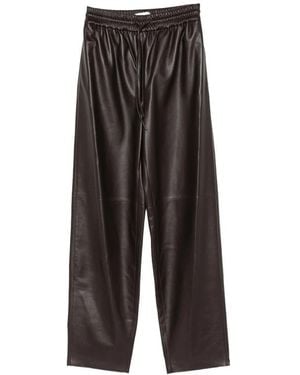 JOSEPH Drawstring-Waist Leather Trousers - Black