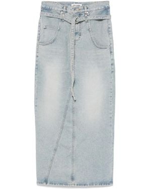 Low Classic Belted Denim Maxi Skirt - Blue