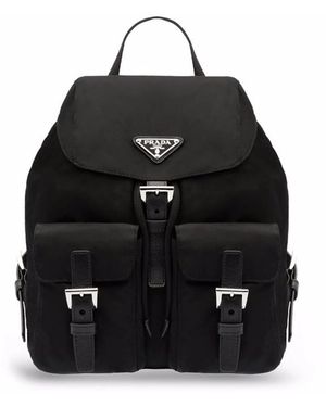 Prada Logo-Plaque Backpack - Black