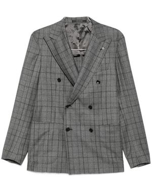 Tagliatore Check-Pattern Double-Breasted Suit - Gray