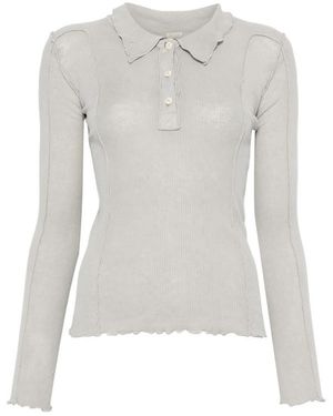 Baserange Omato Ribbed-Knit Polo-Collar Top - Gray