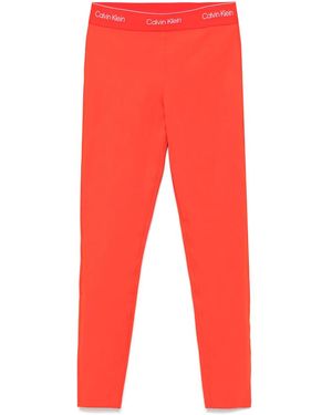 Calvin Klein Logo-Waistband Performance Leggings - Red