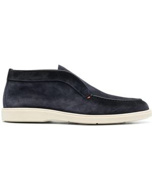 Santoni Tonal-Stitching Leather Loafers - Blue