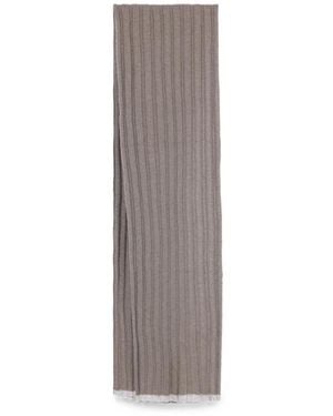 Brunello Cucinelli Ribbed-Knit Cashmere Scarf - Brown