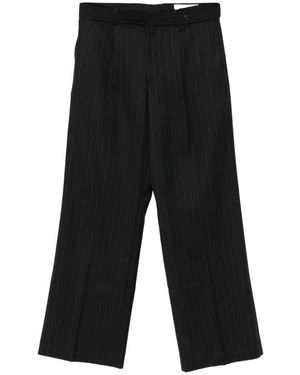 Tonywack Pinstripe-Pattern Belted Trousers - Black