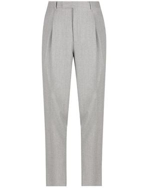 ZEGNA Pleated Tapered Pants - Gray