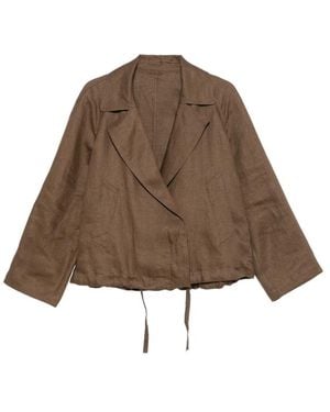 Brunello Cucinelli Drawstring-Hem Notch-Lapels Jacket - Brown