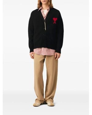 Ami Paris Ami De Coeur Wool Cardigan - Black