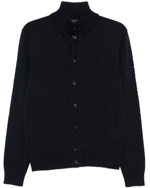 Zanone High-Neck Wool Cardigan - Black