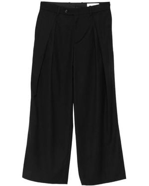 Tonywack Pleated Wide-Leg Trousers - Black