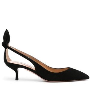 Aquazzura 50Mm Bow Tie Suede Pumps - Black
