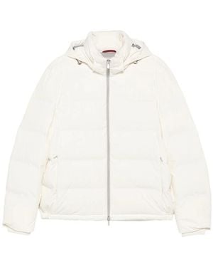 Brunello Cucinelli Hooded Quilted Jacket - White