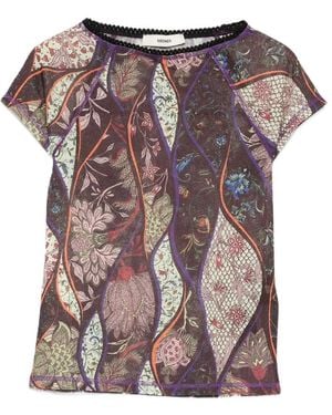 Siedres Floral-Pattern Mesh Top - Purple