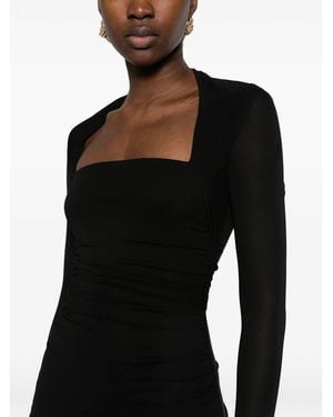 Diane von Furstenberg Ruched Long-Sleeve Maxi Dress - Black