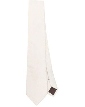 Canali Patterned-Jacquard Tie - White