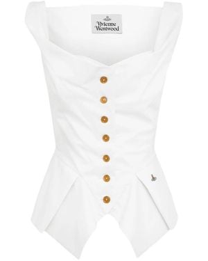 Vivienne Westwood Button-Down Pleated Top - White