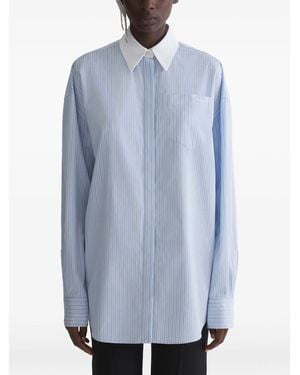 Mugler Striped Collared Shirt - Blue