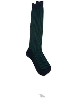 ANT45 Menfi Long Pinstripe Ribbed Socks - Black