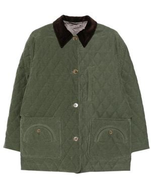 Blazé Milano Quilted Corduroy-Collar Jacket - Green