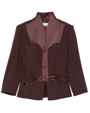 Elisabetta Franchi Jacket With Satin Buckle Detail - Brown