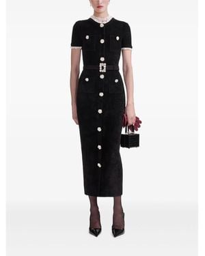 Self-Portrait Embellished Button Dress - Black