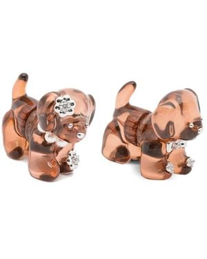 YVMIN Dog-Shape Embellished Earrings - Pink