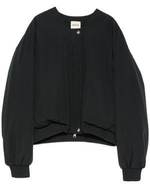 KHAITE Ribbed-Trim Collarless Jacket - Black