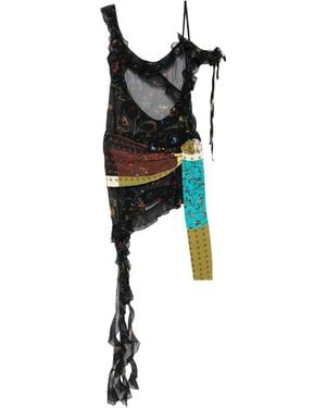 Siedres Floral-Print Asymmetric Dress - Black