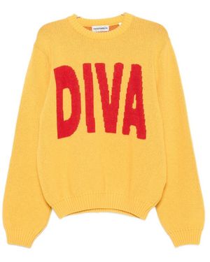 Carne Bollente Such A Diva Intarsia-Knit Jumper - Yellow