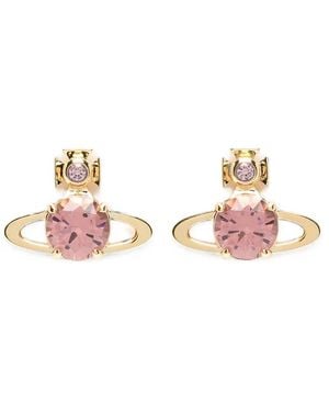 Vivienne Westwood Large Reina Crystal-Embellished Earrings - Pink
