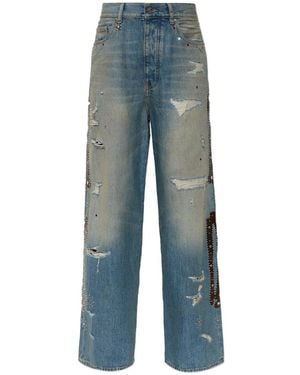 Amiri Jeans With Shiny Appliqués - Blue