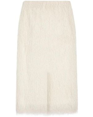 Dries Van Noten Sokna Fringe Midi Skirt - White