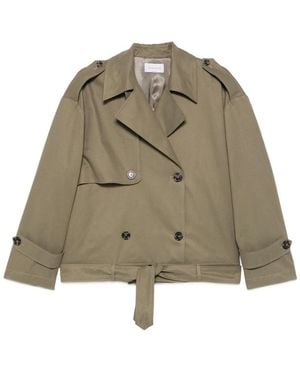 THE NINA STUDIO Double-Breasted Belted Jacket - Green