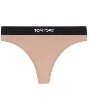Tom Ford Logo-Print Thong - Natural