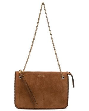 Etro Logo-Detail Letaher Shoulder Bag - Brown