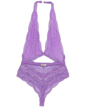 Gucci Lace Cut-Out Bodysuit - Purple