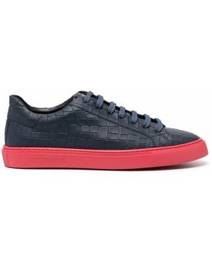 HIDE & JACK Crocodile-Embossed Low-Top Leather Trainers - Blue
