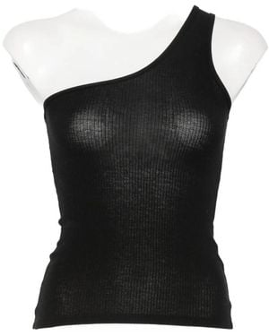 Baserange One-Shoulder Ribbed Top - Black