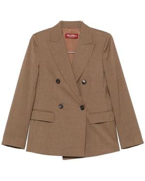 Max Mara Mstumico Pinstripe Double-Breasted Blazer - Brown
