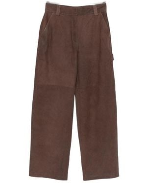 IRO Leather Paneled Pants - Brown