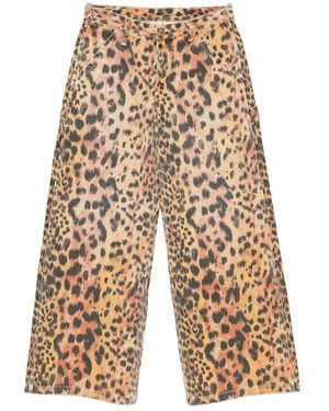 R13 Leopard-Print Wide-Leg Trousers - Natural