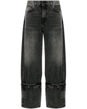 Haikure Cuff-Detail Jeans - Gray