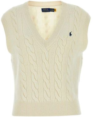 Ralph Lauren Polo Pony-Embroidered Knit Vest - Natural