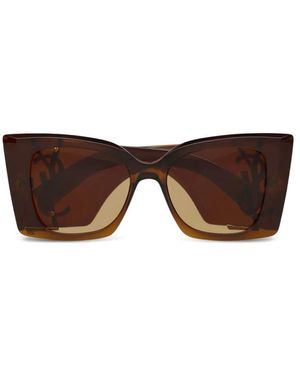 Saint Laurent Sl M119 Logo-Plaque Sunglasses - Brown